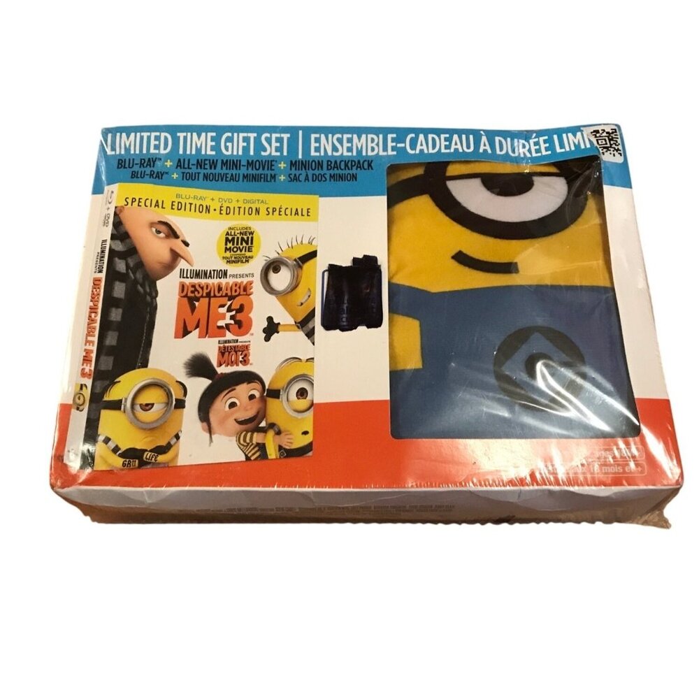 Despicable Me 3 Gift Set Blu-Ray Mini-Movie & Minion Backpack Illumination New